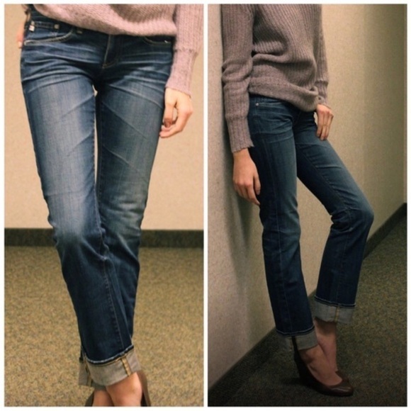 AG Adriano Goldschmied Tomboy Boyfriend Fit Dark Wash Blue Denim Jeans Size 24 - Picture 3 of 14